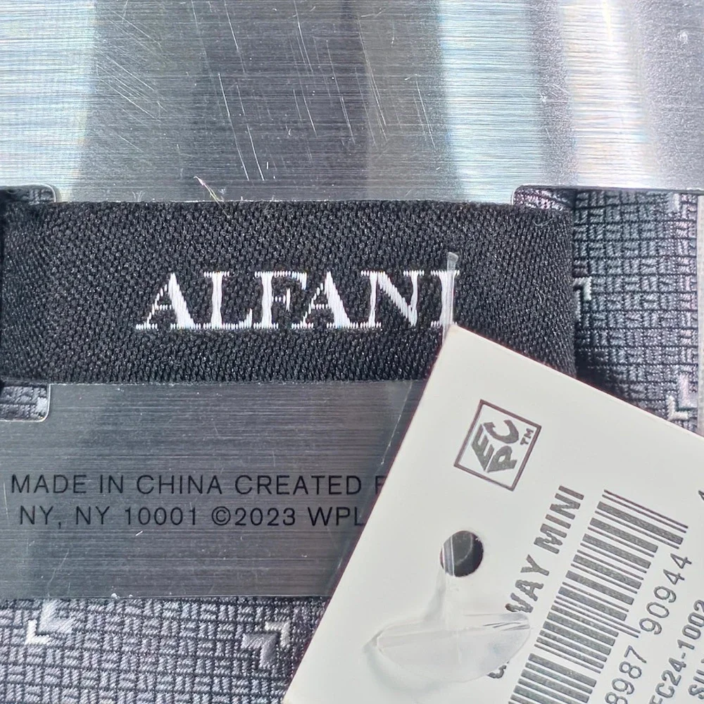 Alfani Mens Tie One Size Silver Galway Slim Mini Geometric Formal Necktie NWT